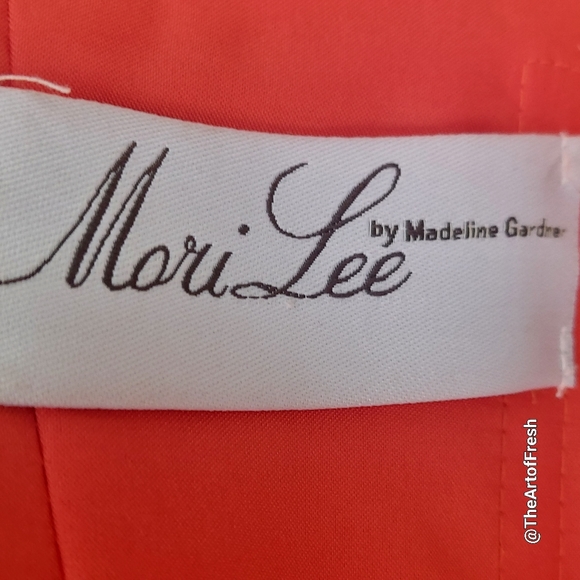 NWT Morilee Off the Shoulder Formal Orange Flounce Midi Formal Prom Dress - Picture 7 of 14